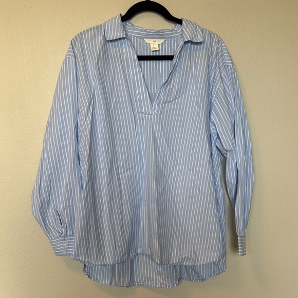 H&M Tops - H&M Blue and White Striped Blouse/Shirt